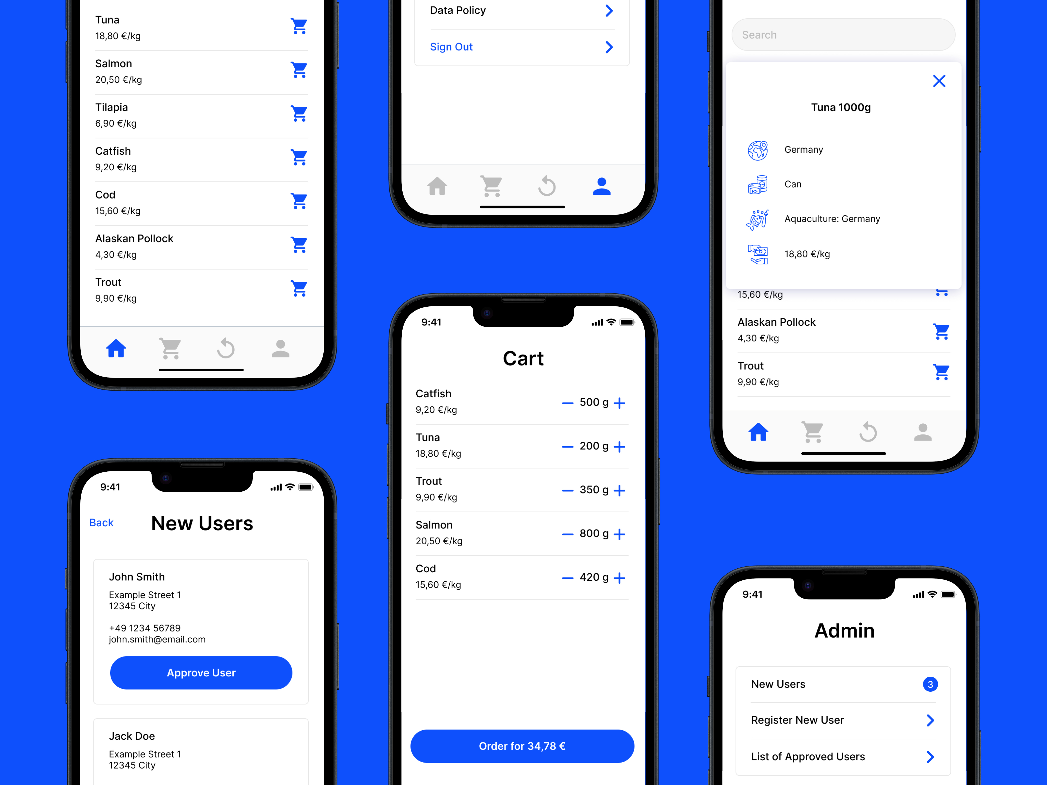 An mobile app for a fish wholesale company